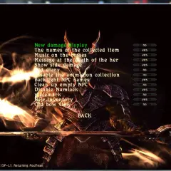 Gothic 3 alternatywny balans: menu ustawień z płonącą postacią w zbroi.