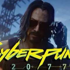 Johnny Silverhand z Cyberpunk 2077, z cybernetyczną ręką i okularami. Gra waży sporo, ale oferuje niesamowite wrażenia.