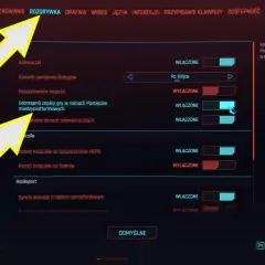 Ustawienia gry Cyberpunk 2077, zakładka Rozgrywka. Możliwość włączenia udostępniania zapisów gry w ramach postępów międzyplatformowych, co jest kluczowe dla cyberpunk save location.