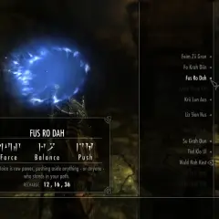 Smoczy krzyk "Fus Ro Dah" w grze Skyrim. Siła głosu, która odpycha wszystko na drodze.