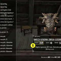 Smocza łuskowa zbroja (Legendarny) w grze Skyrim. Idealna do budowania postaci skupionych na magii.