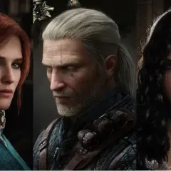 Triss i Yen, dwie potężne czarodziejki, obok wiedźmina Geralta.