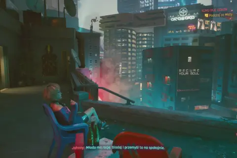 Cyberpunk 2077: Komu bije dzwon? Młoda kobieta na dachu rozmyśla nad życiem w neonowym mieście.