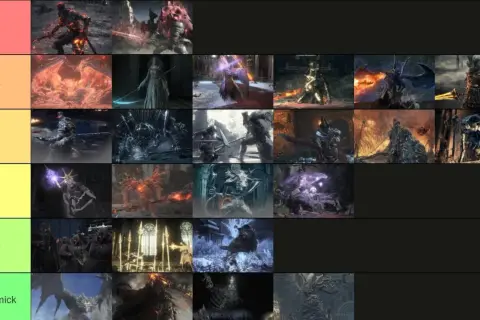 Ranking ds2 bosses: od najtrudniejszych do najłatwiejszych. Widzimy tu smoki, rycerzy i inne potwory z gry.