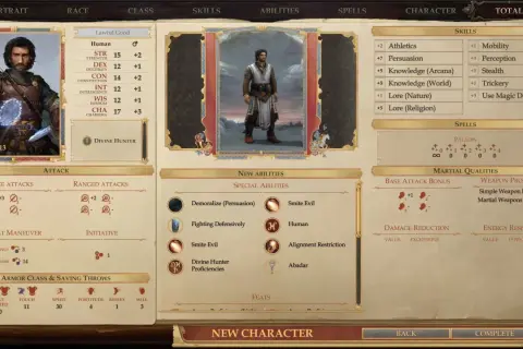 Postać w grze Pathfinder, klasa "Boski Łowca" (Divine Hunter). Atrybuty, umiejętności i specjalne zdolności.