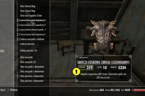 Smocza łuskowa zbroja (Legendarny) w grze Skyrim. Idealna do budowania postaci skupionych na magii.