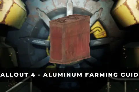 Zardzewiały kanister, kluczowy do zdobycia **fallout 4 aluminium**. W tle mechaniczne elementy z żółtymi akcentami.