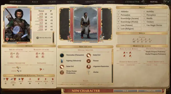 Postać w grze Pathfinder, klasa "Boski Łowca" (Divine Hunter). Atrybuty, umiejętności i specjalne zdolności.