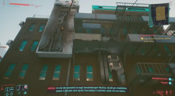 Cyberpunk 2077: Czerwony wieszcz prowadzi do celu. Johnny rozważa sens życia.