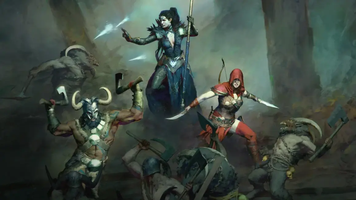 Wojownicy z Diablo 4 walczą z potworami, pokazując siłę crossplay.