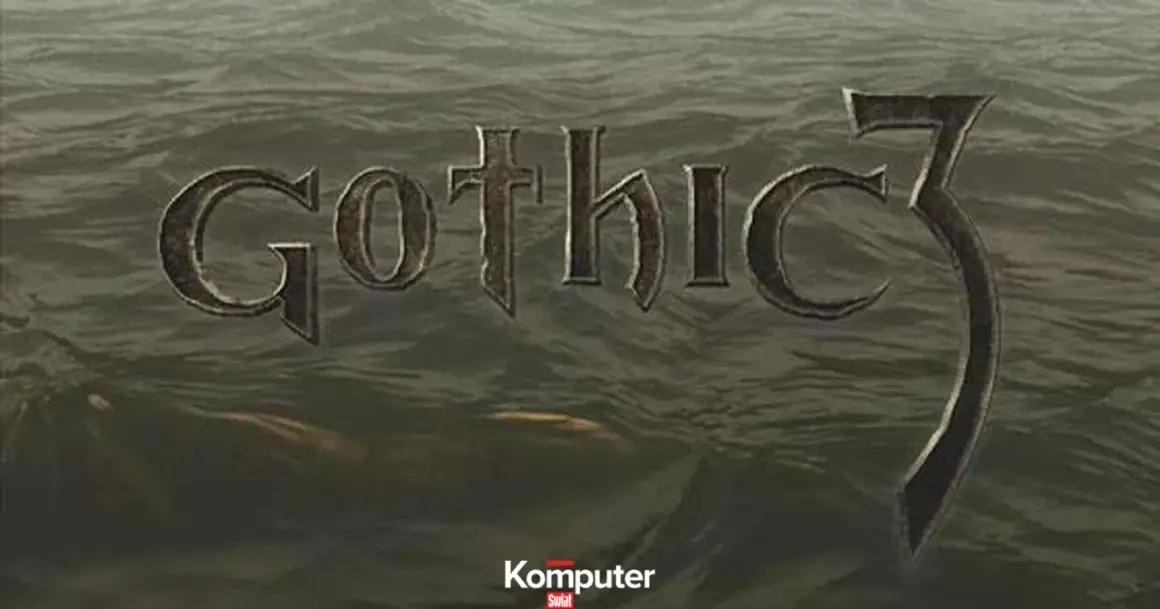 Napis "Gothic 3" na tle wody, sugerujący nowe przygody dzięki modom.