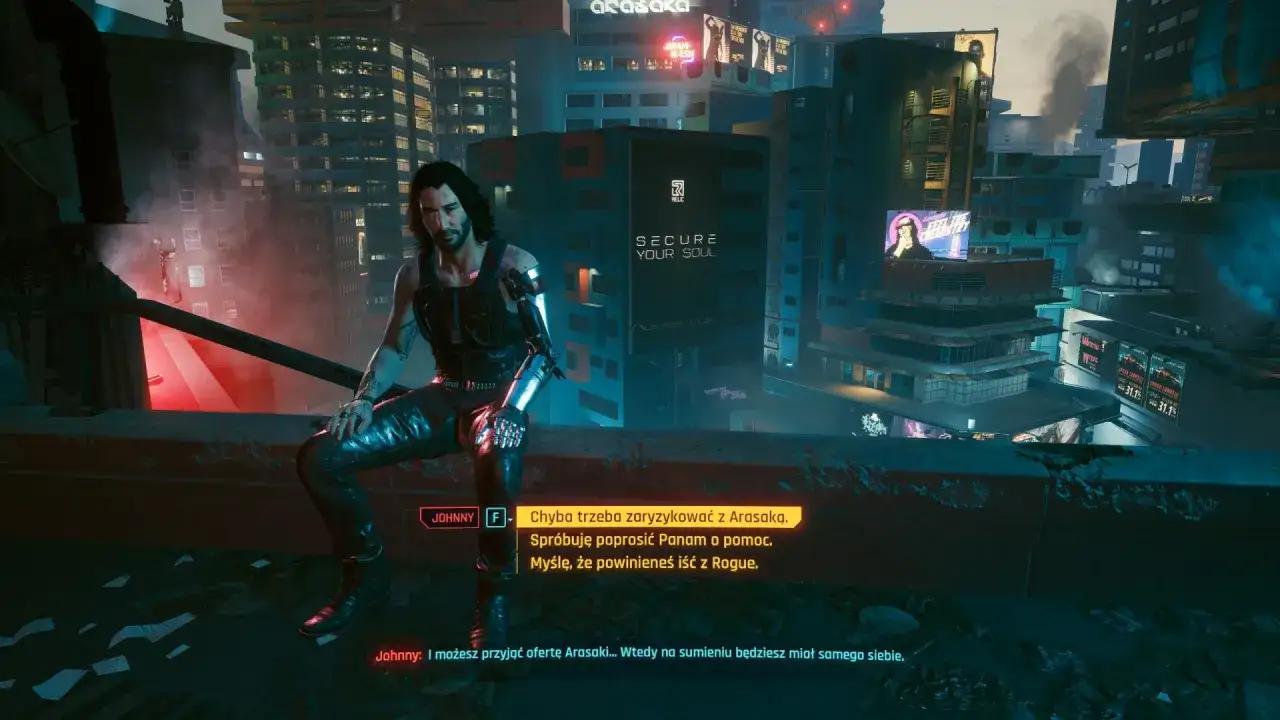 Johnny Silverhand w Cyberpunk 2077 zastanawia się, czy uderzyć w Arasakę. Czy dzwon bije dla niego?