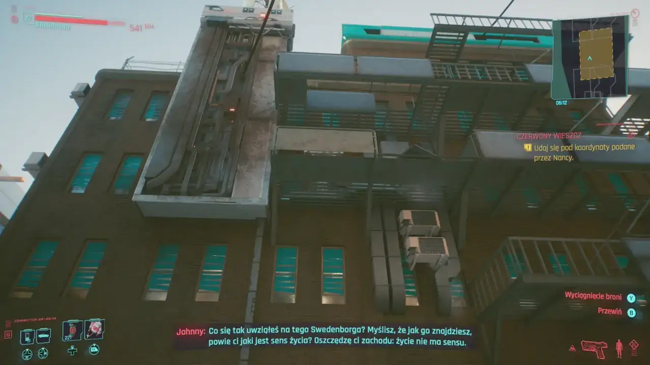 Cyberpunk 2077: Czerwony wieszcz prowadzi do celu. Johnny rozważa sens życia.