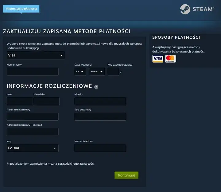 Zdjęcie Jak poprawnie wpisać adres rozliczeniowy w Steam, aby uniknąć problemów