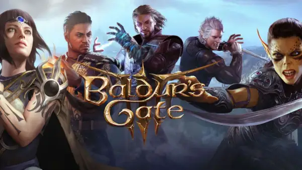 Postacie z Baldur's Gate 3, w tym wojowniczka, mag i łotrzyca, prezentują swoje unikalne bg3 klasy.