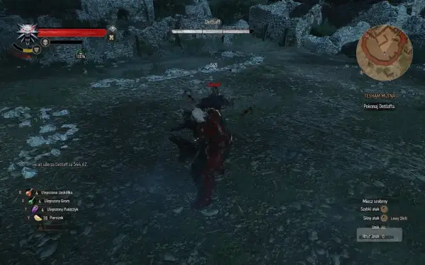 Geralt walczy z Dettlaffem, zadając mu obrażenia. Kluczowe jest pokonanie Dettlaffa, by zakończyć misję.