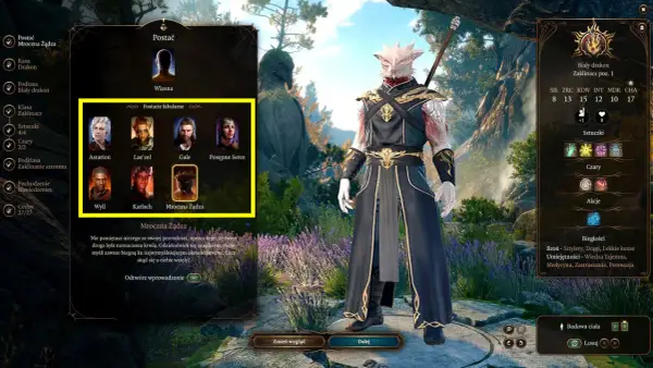 Wybierz jedną z **baldur's gate 3 postaci** fabularnych: Astarion, Lae'zel, Gale, Posępne Serce, Wyll, Karlach lub Mroczna Żądza.